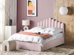 Beliani Ottoman Bed Velvet Vincennes 140 X 200 Cm (Eu Double) Pastel Pink - thumbnail 2