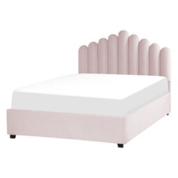Beliani Ottoman Bed Velvet Vincennes 140 X 200 Cm (Eu Double) Pastel Pink - thumbnail 4