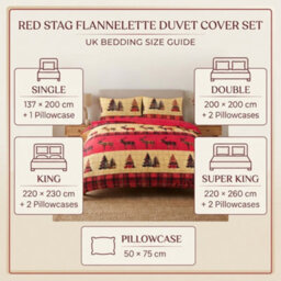 Stag Flannelette 100% Natural Brushed Cotton Luxurious Duvet Cover Sets Reversible Bedding Sets With Matching Pillowcases - thumbnail 3