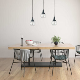 Luminosa Lighting Luminosa Lacrima Bar Pendant Ceiling Light Black Transparent Glass Shade 3X E27 - thumbnail 3