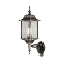 Elstead Wexford 1 Light Outdoor Motion Sensor Lantern Light Black Silver Ip43, E27