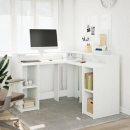 Walplus Desk With Led Lights White 130X130X91 Cm Engineered Wood - thumbnail 4