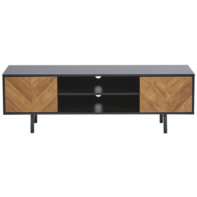 Wyld And Coco Novahome 60-Inch Industrial Tv Stand Light Brown And Black With 2 Doors - image 1