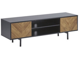 Wyld And Coco Novahome 60-Inch Industrial Tv Stand Light Brown And Black With 2 Doors - thumbnail 3