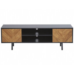 Wyld And Coco Novahome 60-Inch Industrial Tv Stand Light Brown And Black With 2 Doors - thumbnail 1