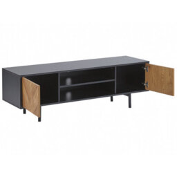 Wyld And Coco Novahome 60-Inch Industrial Tv Stand Light Brown And Black With 2 Doors - thumbnail 5