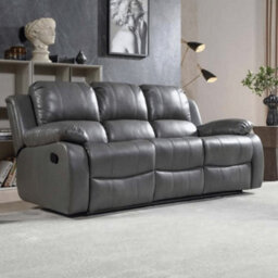 Furniture Instore Valencia Grey Leather Aire Manual Recliner 3+2 Seater Sofa Set - thumbnail 2