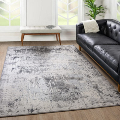 The Rug Edit Ritz Luxe Shimmer Charcoal Living Room Rug - 120X160Cm - image 1
