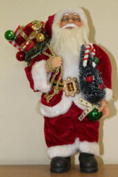 Garden Market Place 30Cms Tall Father Christmas Figure With A Sack Of Presents And A Christmas Tree - Traditional Santa Style - thumbnail 2