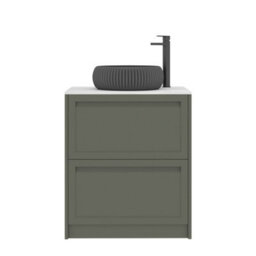 Royal Bathrooms Royal Bathroom Elmore 700mm Matt Green Freestanding Countertop Bathroom Vanity Unit 2 Drawer With Milan Black Basin - thumbnail 7