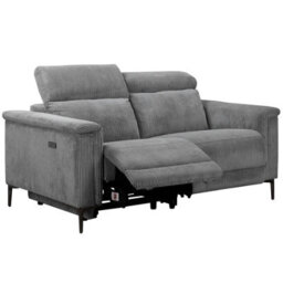 Lund 2 Seater Sofa With 1 Electrical Recliner In Grey With Corduroy Fabric - thumbnail 7