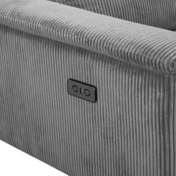 Lund 2 Seater Sofa With 1 Electrical Recliner In Grey With Corduroy Fabric - thumbnail 6