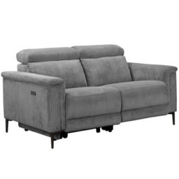 Lund 2 Seater Sofa With 1 Electrical Recliner In Grey With Corduroy Fabric - thumbnail 1