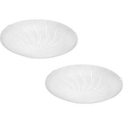 2 Pack Modern Led Wall Flush Ceiling Light With White Shade And Clear Glass - image 1