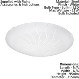 2 Pack Modern Led Wall Flush Ceiling Light With White Shade And Clear Glass - thumbnail 2