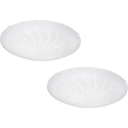 2 Pack Modern Led Wall Flush Ceiling Light With White Shade And Clear Glass - thumbnail 1