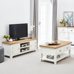 The Furniture Market Cheshire White Painted Medium Widescreen Tv Unit Up To 60 Tv Size - thumbnail 3