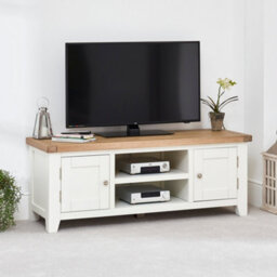 The Furniture Market Cheshire White Painted Medium Widescreen Tv Unit Up To 60 Tv Size - thumbnail 2