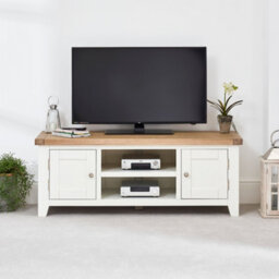 The Furniture Market Cheshire White Painted Medium Widescreen Tv Unit Up To 60 Tv Size