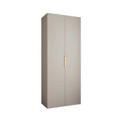 Arte Elegant Cashmere Como Iv Hinged Door Wardrobe H2460mm W1000mm D500mm, Two Doors, Eight Shelves, Hanging Rail, Gold Handles - image 1