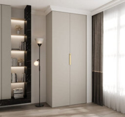 Arte Elegant Cashmere Como Iv Hinged Door Wardrobe H2460mm W1000mm D500mm, Two Doors, Eight Shelves, Hanging Rail, Gold Handles - thumbnail 2
