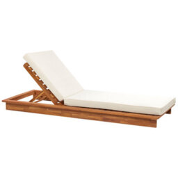 Beliani Sun Lounger With Cushion Granari Reclining Acacia Wood Brown