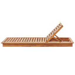 Beliani Sun Lounger With Cushion Granari Reclining Acacia Wood Brown - thumbnail 7