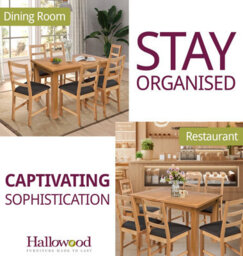 Hallowood Furniture Camberley Oak Butterfly Extending Dining Table With 6 Ladder Back Oak Chair With Charcoal Seat Pads - thumbnail 6