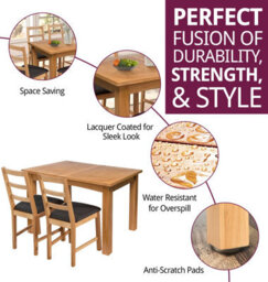 Hallowood Furniture Camberley Oak Butterfly Extending Dining Table With 6 Ladder Back Oak Chair With Charcoal Seat Pads - thumbnail 2