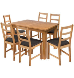Hallowood Furniture Camberley Oak Butterfly Extending Dining Table With 6 Ladder Back Oak Chair With Charcoal Seat Pads - thumbnail 8