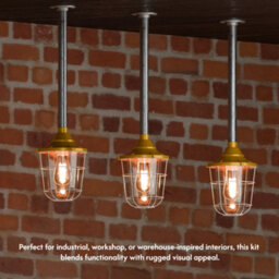 Industrial Pendant Light Fitting 40Cm Galvanized Steel With Metal 21Cm Cage Hanging  Conduit Pendant Lamp E27 Base - thumbnail 7