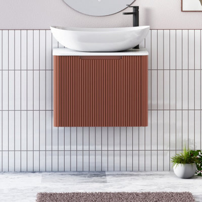 Royal Bathrooms Avenza 600mm Terracotta Clay Wall Hung Bathroom Countertop Vanity Unit 1 Drawer With Cesar Basin - image 1
