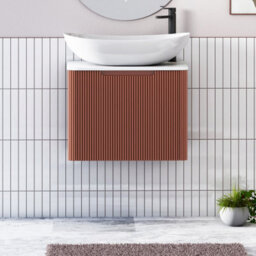 Royal Bathrooms Avenza 600mm Terracotta Clay Wall Hung Bathroom Countertop Vanity Unit 1 Drawer With Cesar Basin - thumbnail 1
