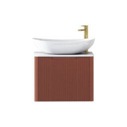 Royal Bathrooms Avenza 600mm Terracotta Clay Wall Hung Bathroom Countertop Vanity Unit 1 Drawer With Cesar Basin - thumbnail 6