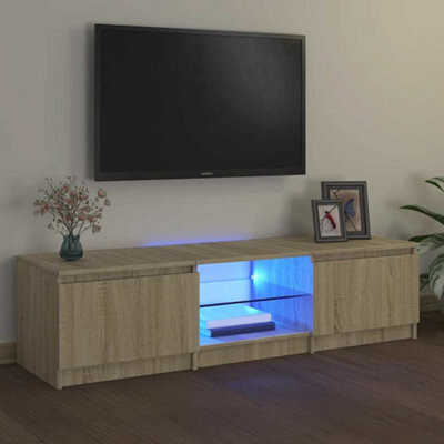 Walplus Tv Cabinet With Led Lights Sonoma Oak 140X40X35.5 Cm - image 1