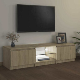 Walplus Tv Cabinet With Led Lights Sonoma Oak 140X40X35.5 Cm - thumbnail 9