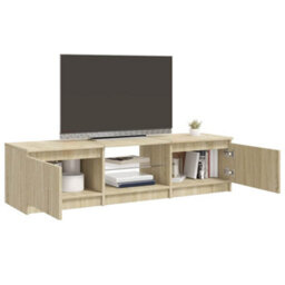 Walplus Tv Cabinet With Led Lights Sonoma Oak 140X40X35.5 Cm - thumbnail 7