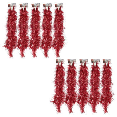 Urbn-Living Set Of 10 - Red Luxury Festive Christmas Tree Tinsel Decoration - image 1