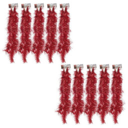 Urbn-Living Set Of 10 - Red Luxury Festive Christmas Tree Tinsel Decoration - thumbnail 1
