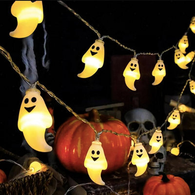 Amorly Halloween Ghost Fairy Lights, 3M 20 Led Battery Powered String Lights, Autumn Holiday Decor, Indoor Outdoor Halloween Decoration - image 1