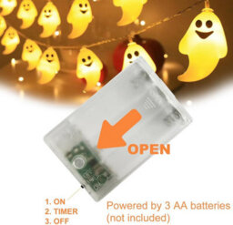 Amorly Halloween Ghost Fairy Lights, 3M 20 Led Battery Powered String Lights, Autumn Holiday Decor, Indoor Outdoor Halloween Decoration - thumbnail 5