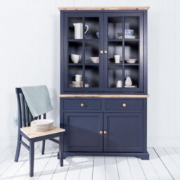 Statement Furniture Florence Glass Door Display Cabinet, Navy Blue Dresser