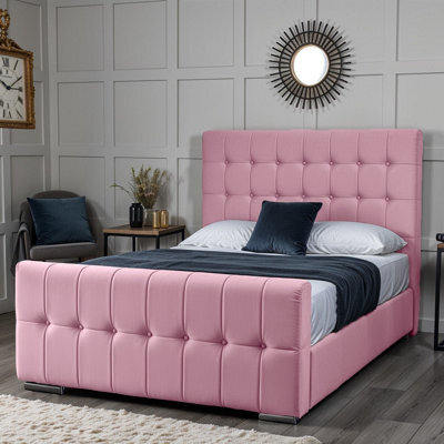 UKBEDFURNITURE Orlando Pink Plush Valvet Upholstered Gas Lift Ottoman Storage Bed -  With 48 Inch Headboard - image 1