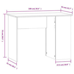 Berkfield Desk Grey Sonoma 100X55X75 Cm Engineered Wood - thumbnail 8