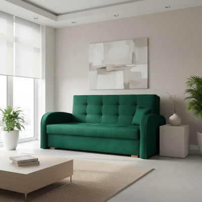 Living Room Sofa Bed Viva Gold Iii With Storage Container Wooden Frame And Legs 153X98X85Cm Green - image 1