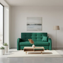 Living Room Sofa Bed Viva Gold Iii With Storage Container Wooden Frame And Legs 153X98X85Cm Green - thumbnail 2