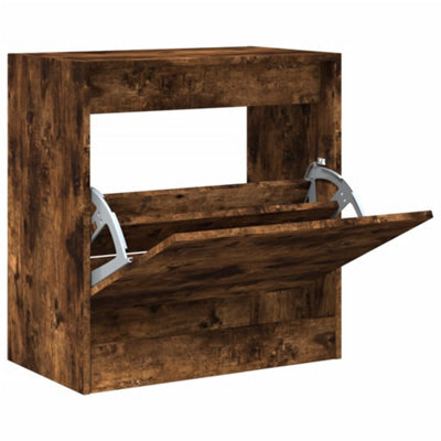 Berkfield Durable Shoe Cabinet Smoked Oak 60X34X63.5 Cm Engineered Wood