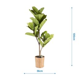 Candlelight Green 100Cm Fiddle Leaf Pot With Artificial Plant In Natural Plastic Pot - thumbnail 5
