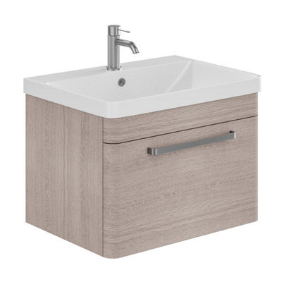 Plum&clay Emery Textured Grey Wall Hung Bathroom Vanity Unit & Basin Set With Nickel Handles (W)80Cm (H)46Cm - image 1