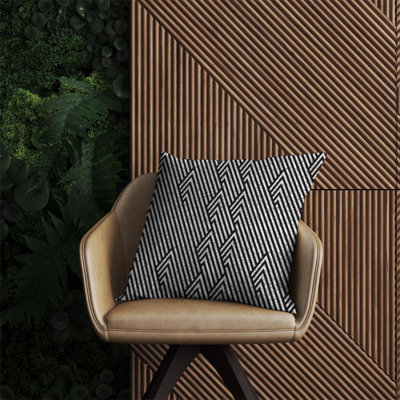 Warren Reed Designer Oblique Black Grunge Pattern Outdoor Cushion 60Cm X 60Cm